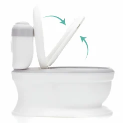 Mini Toilette Marlin mit Spülgeräusch und 6 Melodien, Extrafach inkl. herausnehmbarem Behälter - Weiß Grau