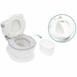 Mini Toilette Marlin mit Spülgeräusch und 6 Melodien, Extrafach inkl. herausnehmbarem Behälter - Weiß Grau