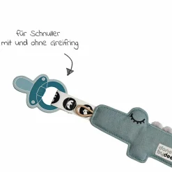 Mini-Kuscheltier mit Schnullerhalter - Croco - Blau