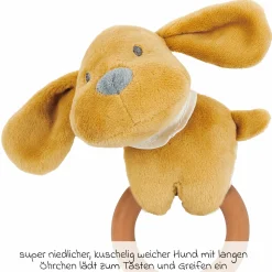 Mini-Rassel-Tier 15 cm - Hund Charlie - Caramel