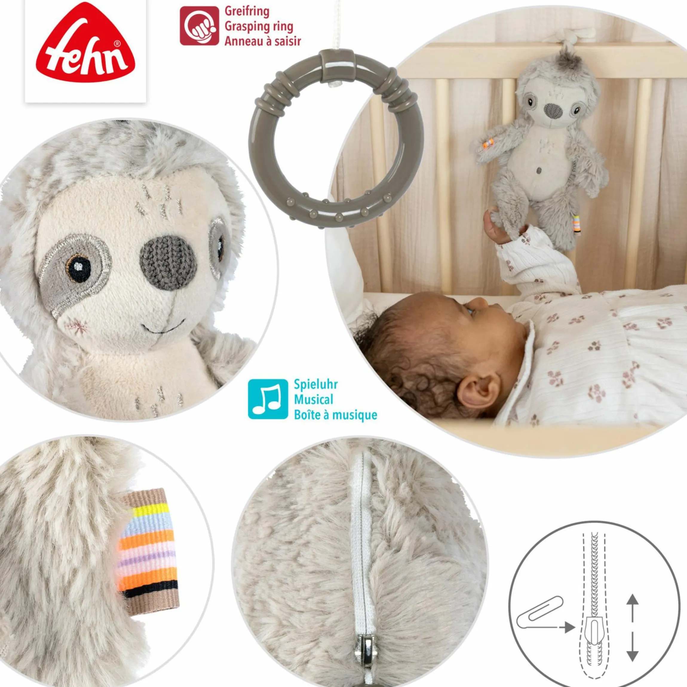 Mini-Spieluhr 24 cm - Faultier