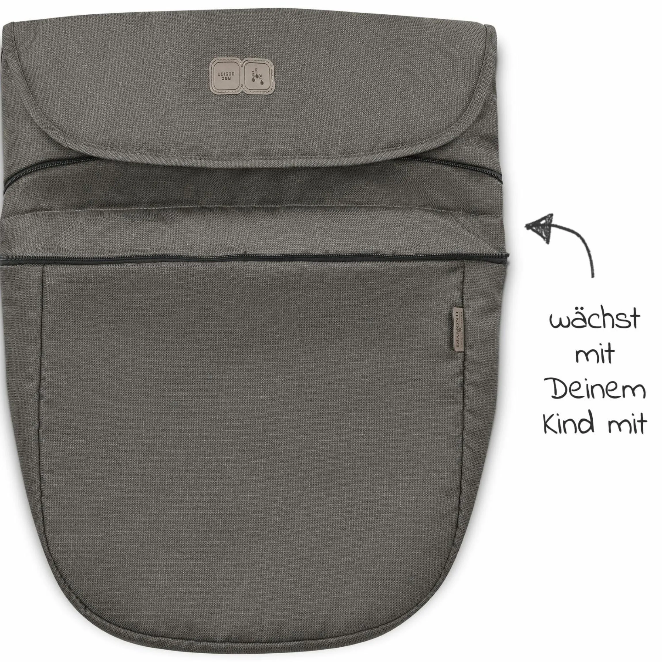 Mitwachsende Beindecke für Kinderwagen - Diamond Edition - Herb