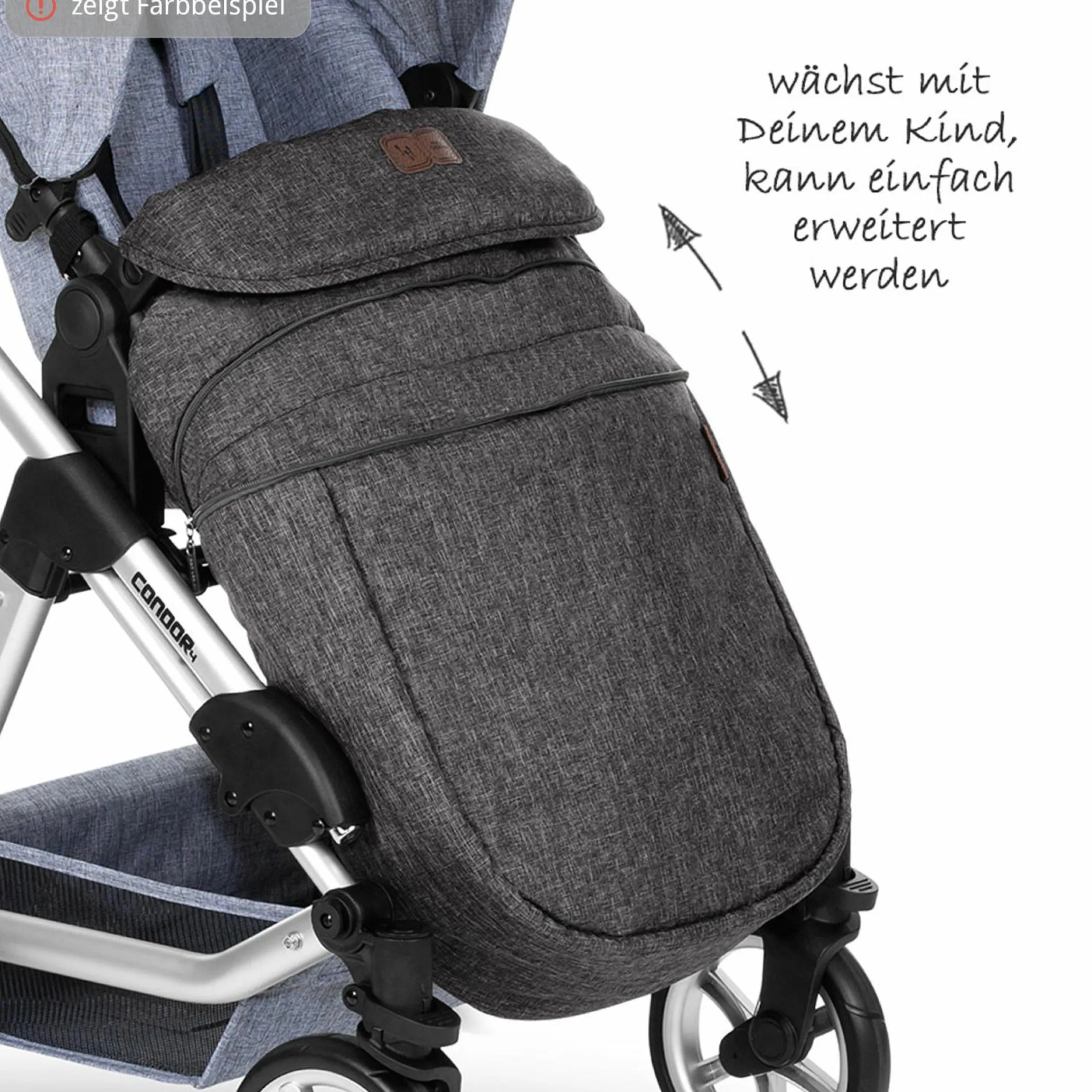 Mitwachsende Beindecke für Kinderwagen - Biscuit