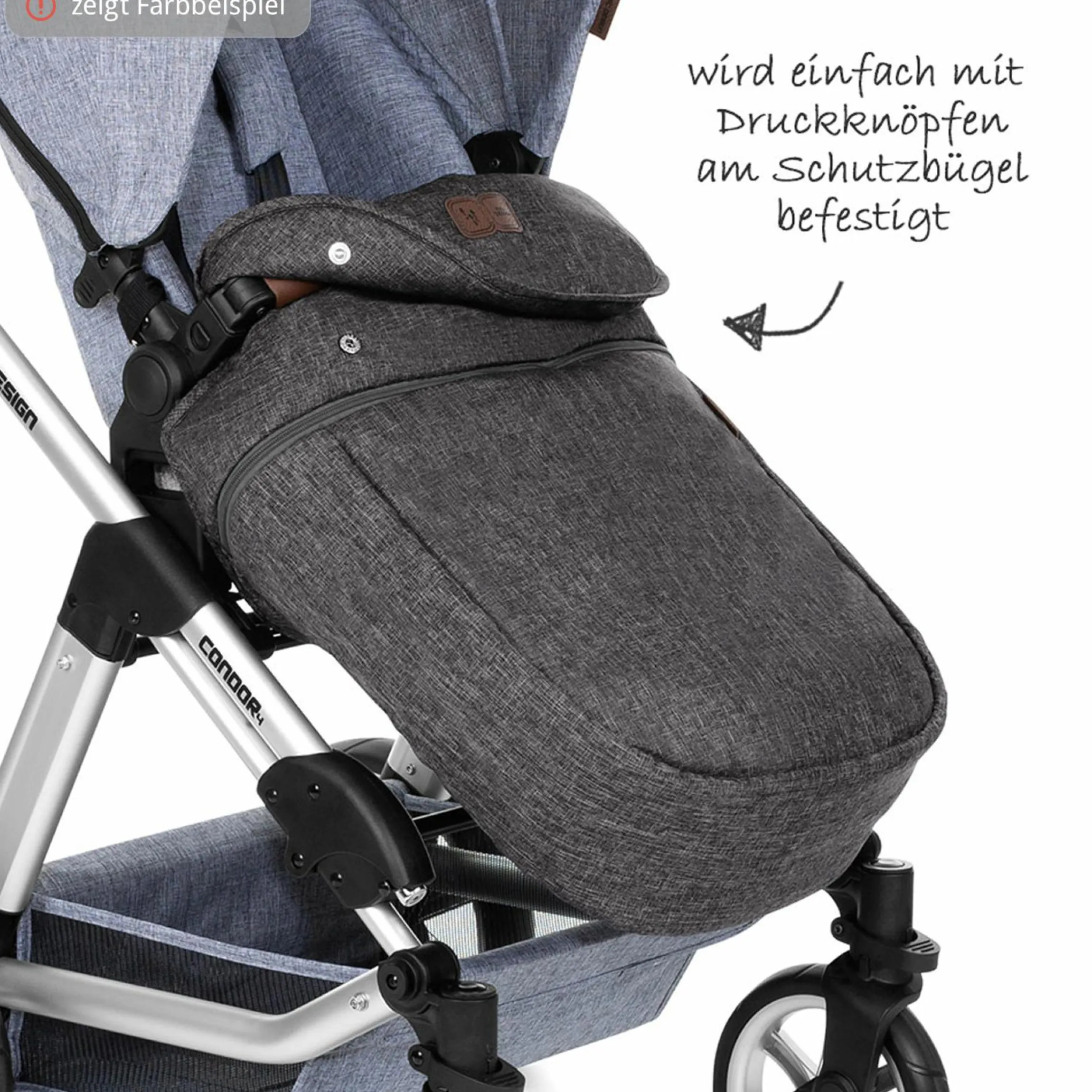 Mitwachsende Beindecke für Kinderwagen - Biscuit