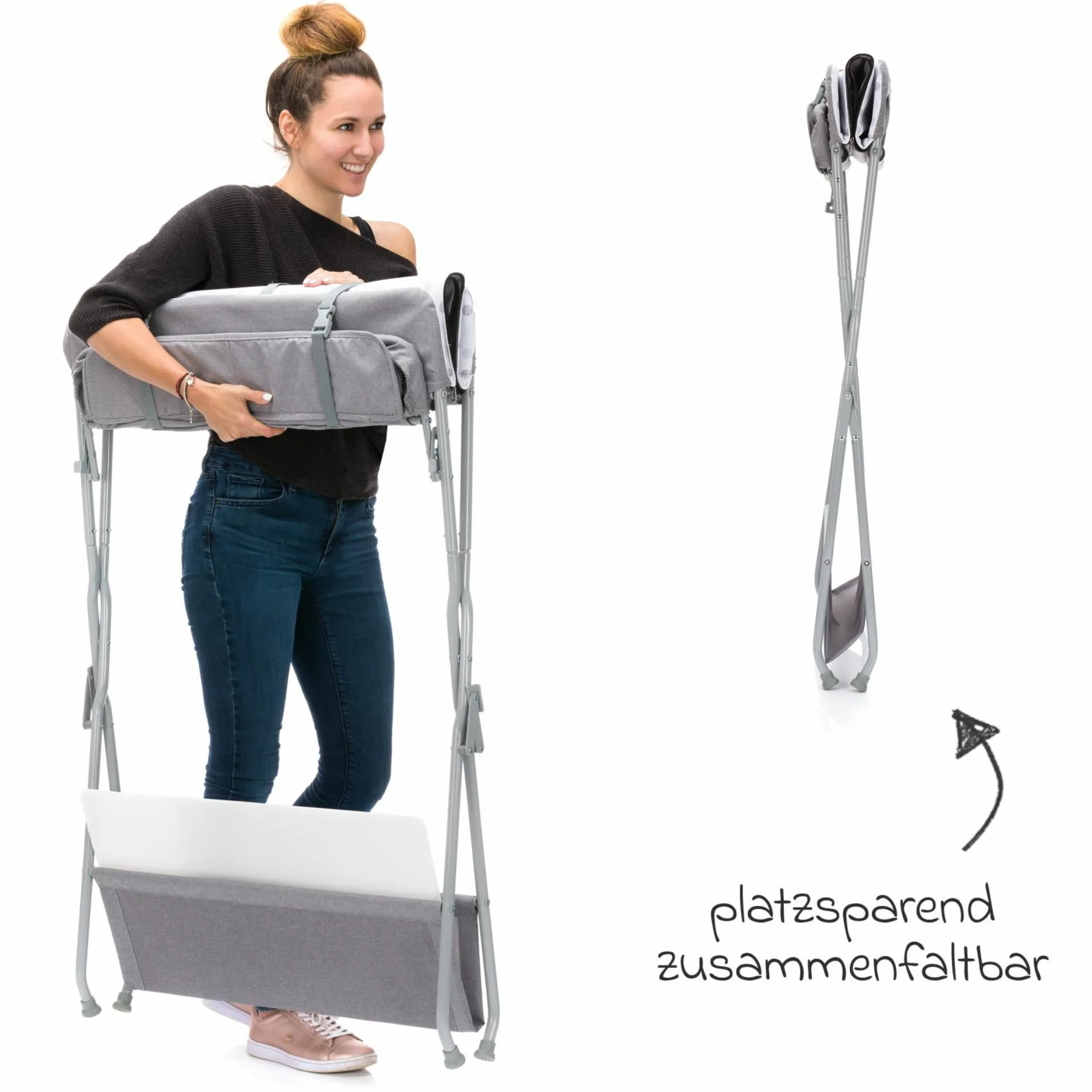 Mobile Wickel-Kombi mit Fächern - Exklusiv Circle - Grau