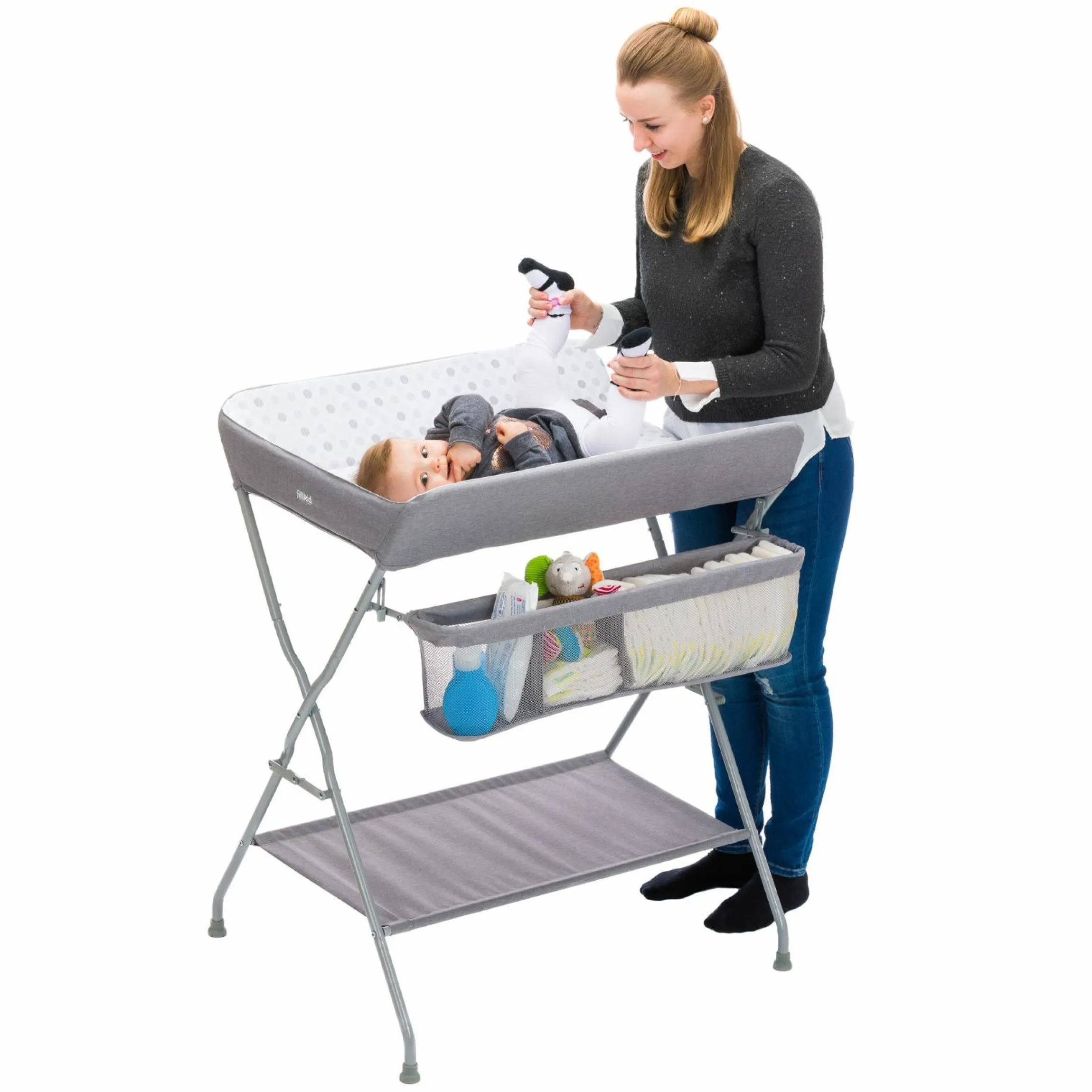 Mobile Wickel-Kombi mit Fächern - Exklusiv Circle - Grau