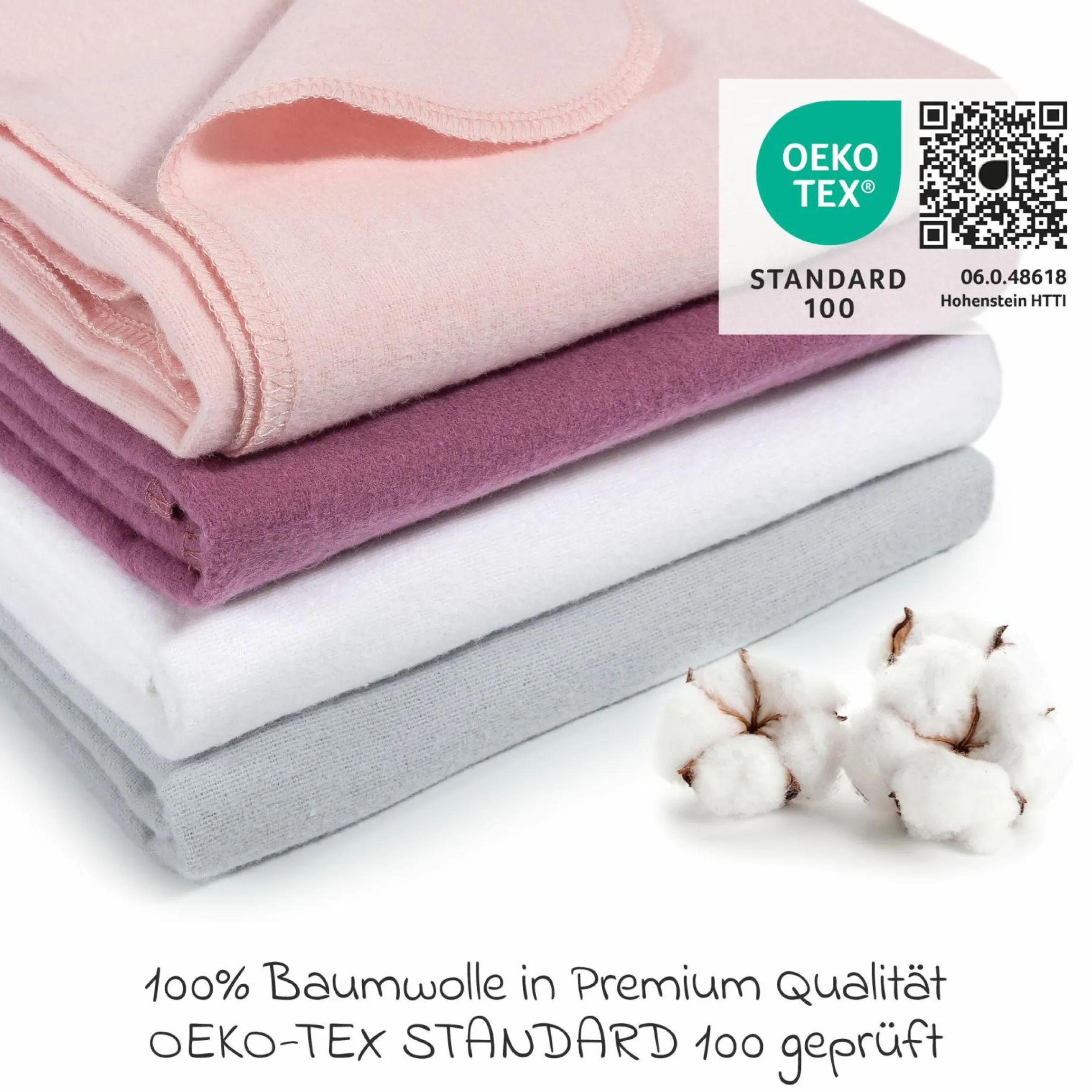 Moltontuch / Moltonwindel 4er Pack 80 x 80 cm - Orchidee / Puder