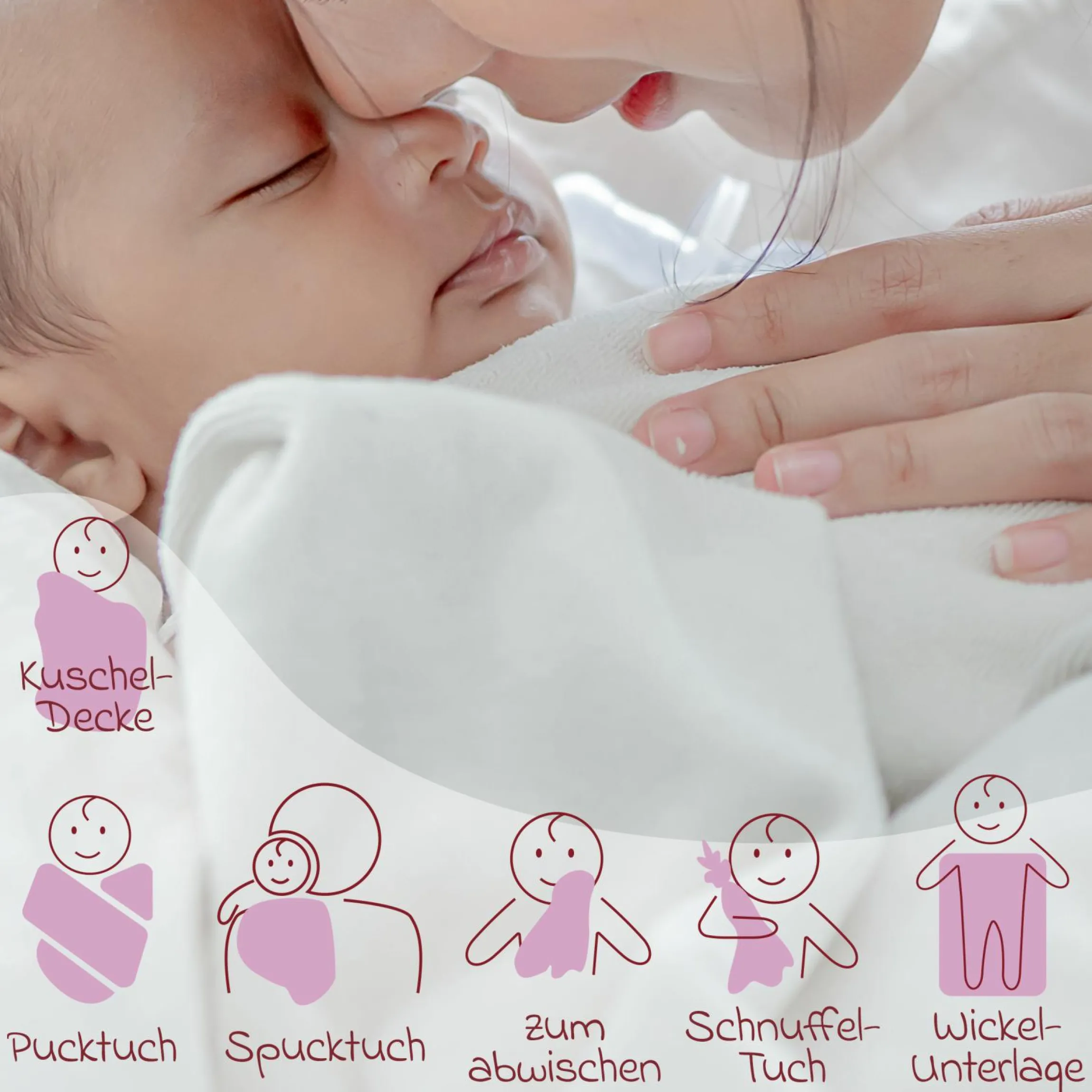 Moltontuch / Moltonwindel 4er Pack 80 x 80 cm - Orchidee / Puder