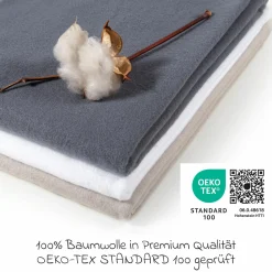 Moltontuch / Moltonwindel 3er Pack 80 x 80 cm - Graphit / Greige / Weiß