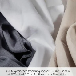Moltontuch / Moltonwindel 3er Pack 80 x 80 cm - Graphit / Greige / Weiß