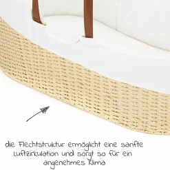 Moseskorb inkl. Innenbezug & Matratze - Weiß Natur