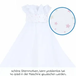 Moskitoschutz und Himmel für alle Beistellbetten bis 96 cm Länge - Sternenmix Weiß - Sand/Beere - Kollektion 2024