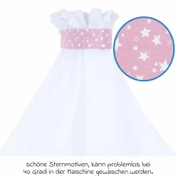 Moskitoschutz und Himmel für alle Beistellbetten bis 96 cm Länge - Sterne Beere - Weiß - Kollektion 2024