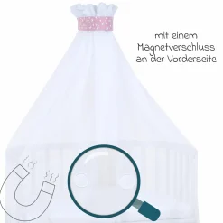 Moskitoschutz und Himmel für alle Beistellbetten bis 96 cm Länge - Sterne Beere - Weiß - Kollektion 2024