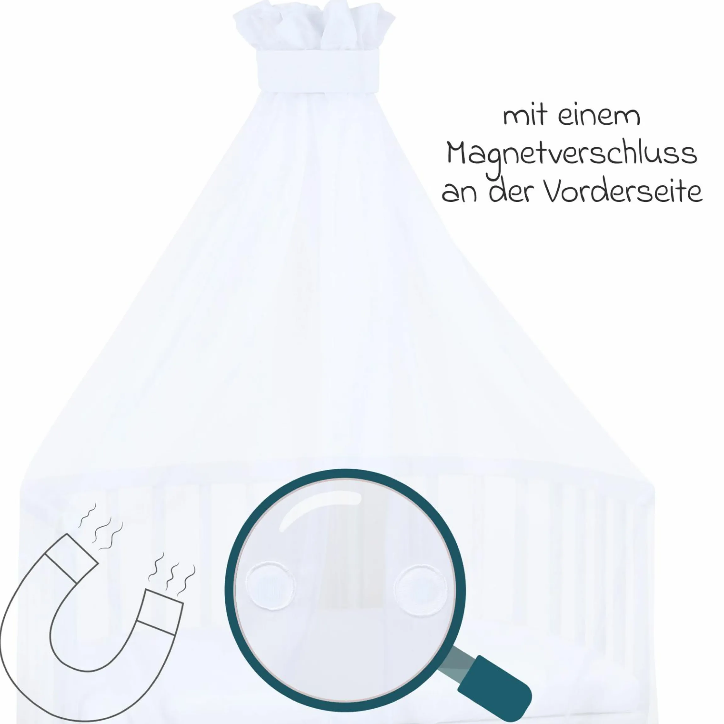 Moskitoschutz und Himmel für alle Beistellbetten bis 96 cm Länge - Weiß - Kollektion 2024