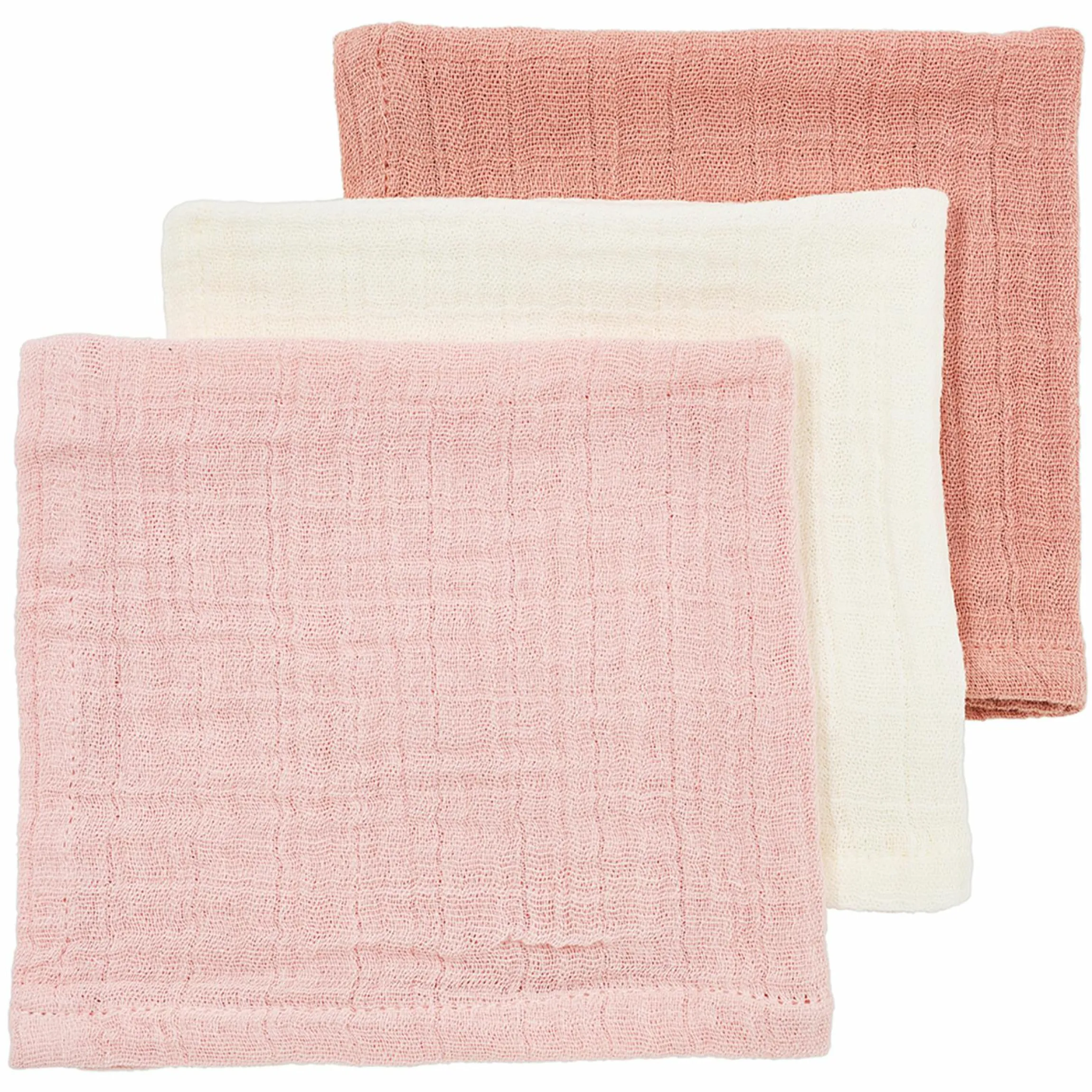 Mulltuch / Waschtuch / Spucktuch 3er Pack Musselin 30 x 30 cm - Soft Rose / Rose