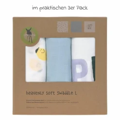 Mulltuch 3er Pack Heavenly Soft Swaddle L - Bambus 80 x 80 cm - Happy Fruits - Lemon