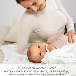 Mulltuch 3er Pack Swaddle L Bio-Baumwolle 85 x 85 cm - Leave - Olive