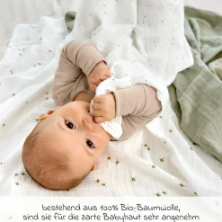 Mulltuch 3er Pack Swaddle L Bio-Baumwolle 85 x 85 cm - Leave - Olive