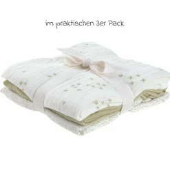 Mulltuch 3er Pack Swaddle M Bio-Baumwolle 60 x 60 cm - Leave - Olive Milky