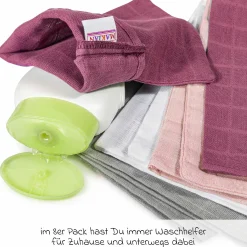 Mull-Waschhandschuh 8er Pack 15 x 20 cm - Orchidee / Puder