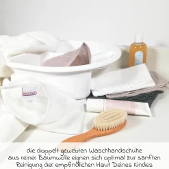 Mull-Waschhandschuh 6er Pack 15 x 20 cm - Graphit / Greige / Weiß