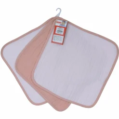 Mull-Waschtuch 3er Pack 30 x 30 cm - Lachsrosa Erika