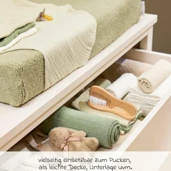 Mullwindel / Mulltuch / Pucktuch / Swaddle 3er Pack Musselin 70 x 70 cm - Naturel / Soft Olive