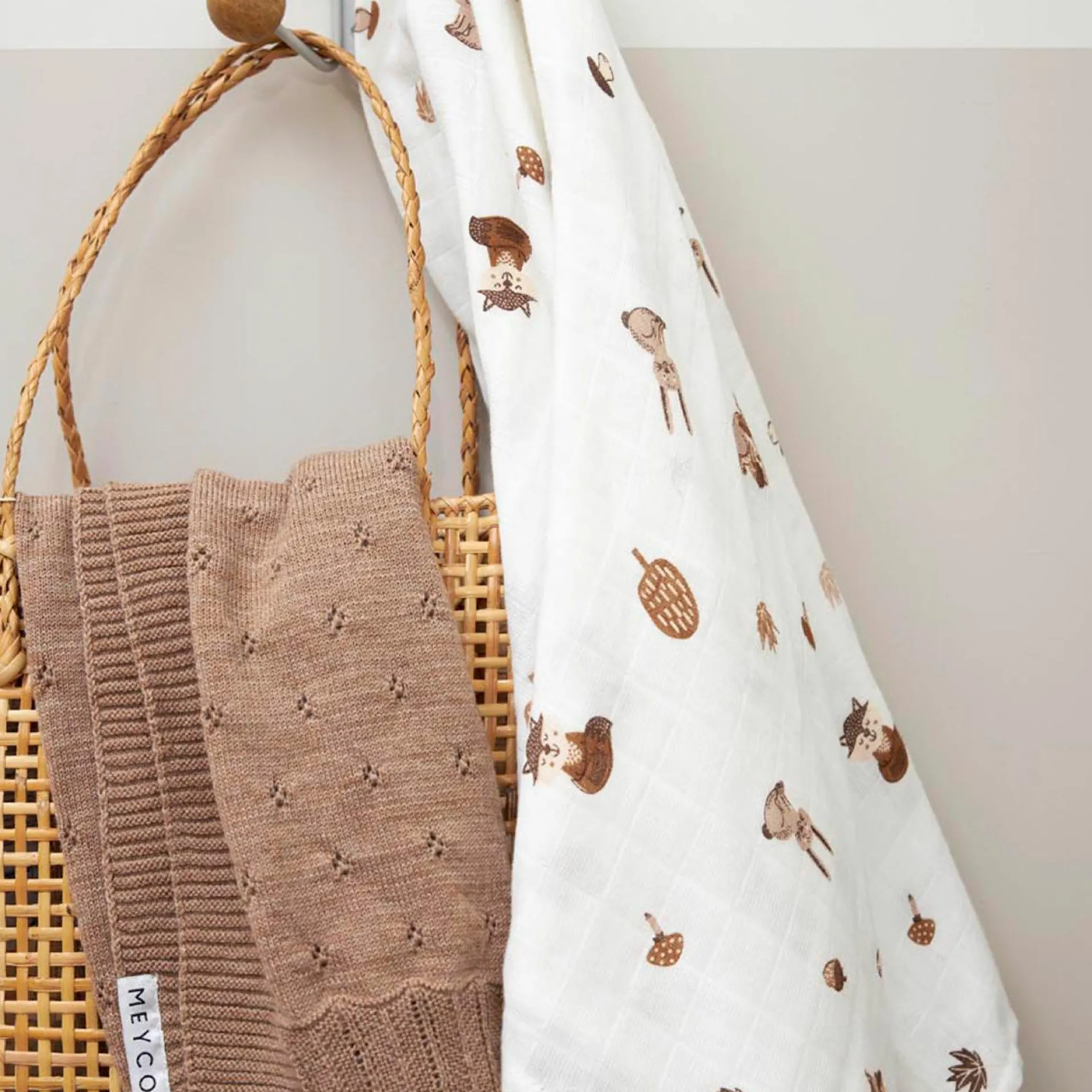 Mullwindel / Mulltuch / Pucktuch / Swaddle 2er Pack 120 x 120 cm - Forest Animals - Toffee