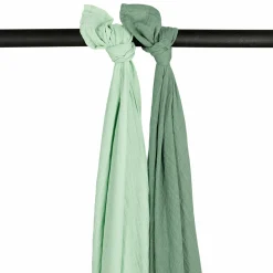 Mullwindel / Mulltuch / Pucktuch / Swaddle 2er Pack Musselin 120 x 120 cm - Soft Green / Forest Green