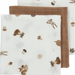 Mullwindel / Mulltuch / Pucktuch / Swaddle 3er Pack 70 x 70 cm - Forest Animals - Toffee