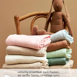 Mullwindel / Mulltuch / Pucktuch / Swaddle 2er Pack Musselin 120 x 120 cm - Soft Rose / Rose