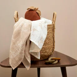 Mullwindel / Mulltuch / Pucktuch / Swaddle 2er Pack Musselin 120 x 120 cm - Branches - Sand