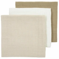 Mullwindel / Mulltuch / Pucktuch / Swaddle 3er Pack Musselin 70 x 70 cm - OffWhite / Soft Sand / Taupe