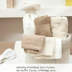 Mullwindel / Mulltuch / Pucktuch / Swaddle 3er Pack Musselin 70 x 70 cm - OffWhite / Soft Sand / Taupe