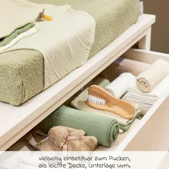 Mullwindel / Mulltuch / Pucktuch / Swaddle 2er Pack Musselin 120 x 120 cm - Naturel / Soft Olive