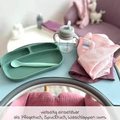Mullwindel / Mulltuch / Spucktuch / Pflegetuch 9er Pack 40 x 40 cm - Orchidee / Puder / Weiß