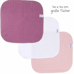 Mullwindel / Mulltuch / Spucktuch / Pflegetuch 9er Pack 40 x 40 cm - Orchidee / Puder / Weiß
