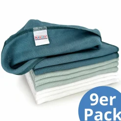 Mullwindel / Mulltuch / Spucktuch / Pflegetuch 9er Pack 40 x 40 cm - Patina / Mint / Weiß