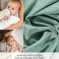 Mullwindel / Mulltuch 4er Pack 70 x 70 cm - Weiß / Mint / Icegreen / Grau
