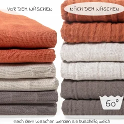 Mullwindel / Mulltuch 6er Pack 70 x 70 cm - Terracotta / Beige / Mokka