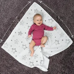 Mullwindel / Mulltuch 4er Pack 70 x 70 cm - Sterne - Weiß Grau