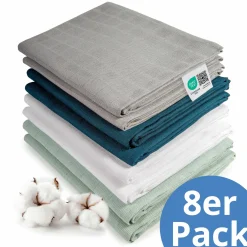 Mullwindel / Mulltuch 8er Pack 80 x 80 cm - Patina / Mint