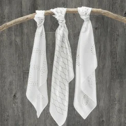 Mullwindel / Mulltuch 3er Pack 80 x 80 cm - Modern Design - Grau Weiß