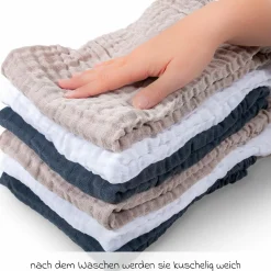 Mullwindel / Mulltuch 6er Pack 80 x 80 cm - Graphit / Greige / Weiß