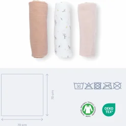 Mullwindel / Mulltuch 3er Pack Lovely 70 x 70 cm - Flower Pink