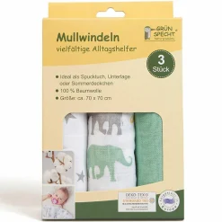 Mullwindel 3er Pack 70 x 70 cm - Grün