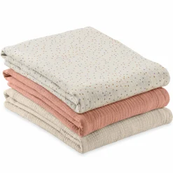 Mullwindeln / Mulltücher / Spucktücher Cuddle N Clean - 3er Set 80 x 80 cm - Beige Dots / Cork / Beige