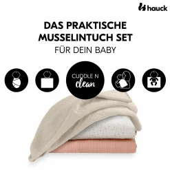 Mullwindeln / Mulltücher / Spucktücher Cuddle N Clean - 3er Set 80 x 80 cm - Beige Dots / Cork / Beige