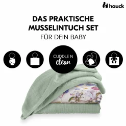 Mullwindeln / Mulltücher / Spucktücher Cuddle N Clean - 3er Set 80 x 80 cm - Sage / Beige / Floral